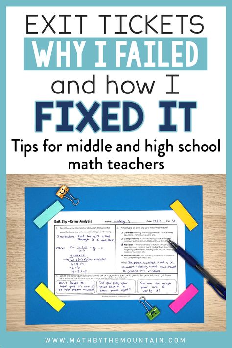 Math Exit Tickets, High School Math Classroom, Math Classroom Decorations, Middle School Math Teacher, High School Math Teacher, Middle School Math Classroom, Study Hacks, Math Intervention, I Failed