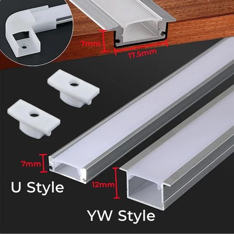 2-30pcs/lot 0.5m/pcs U/YW-Style Aluminum Profile Recessed Frameless Channel Milky Cover Corner Cabinet LED Line Bar Strip Lights _ - AliExpress Mobile Strip Light False Ceiling Design, Led Channel Lighting Ceiling, Pvc Ceiling With Profile Light, Led Strip Ceiling, Connecting Led Strip Lights, Diffused Led Strip Lighting, Bar Lights, Led Aluminum Profile, Led Strip Lights