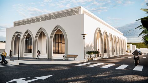 Modern Minimalist Mosque Design on Behance Mosque Design Concept, Simple Mosque Design, Mini Mosque Design, Architecture Mosque Design, Mosque Modern Design, Mosque Facade Design, Modern Masjid Design, Mosque Plan Design, Masjid Design Islamic Architecture