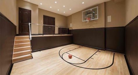 Indoor Sports Court, Home Basketball Court, Football Rooms, Basketball Room, Indoor Basketball Court, Dance Rooms, Indoor Basketball, Basement House, Home Gym Design