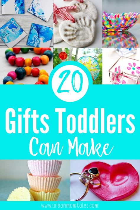 20 Simple Gifts Toddlers Can Make at Christmas via @urbanmomtales Gifts Toddlers Can Make, Diy Christmas Gifts For Dad, Gift Ideas For Toddlers, Homemade Kids Gifts, Homemade Birthday Gifts, Toddler Birthday Gifts, Parents Christmas, Christmas Crafts For Toddlers, Diy Gifts For Dad