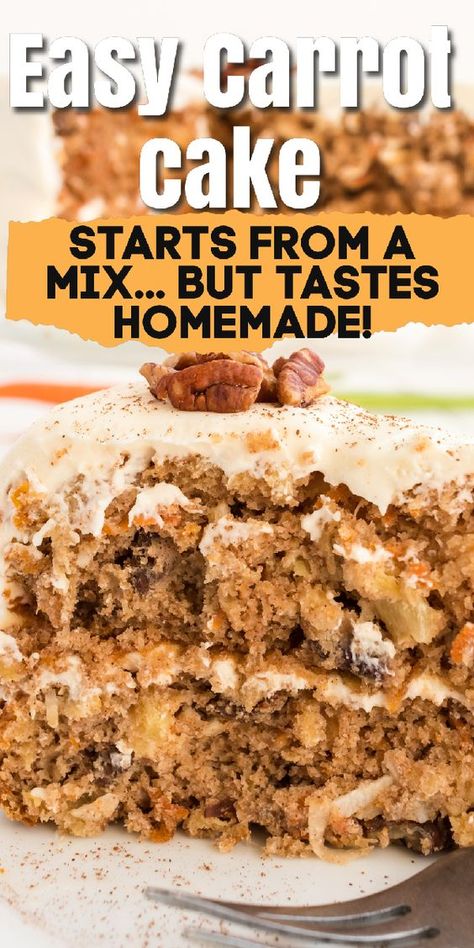 Box Carrot Cake Recipe, Cake Mix Carrot Cake Recipe, Best Carrot Cake Ever, Easy Carrot Cake Recipe, Carrot Cake Recipe Homemade, The Best Carrot Cake, Carrot Cake Recipe Easy, Boxed Cake Mixes Recipes, Cake Mix Desserts