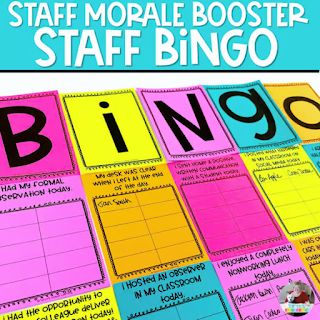 Use Staff BINGO to Easily Boost Morale Staff Bingo, Staff Morale Booster, Work Team Building Activities, Staff Engagement, Teacher Morale, Morale Boosters, Staff Morale, Staff Motivation, School Culture