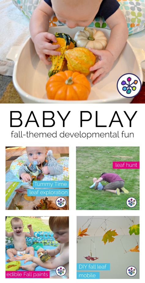 If you love fall - share it with your baby. Developmental and learning play for newborns and bigger babies. Tummy Time play, sensory play and more from a pediatric OT.  CanDoKiddo.com Infant Teacher, Developmental Activities, Baby Development Activities, Infant Toys, Infant Lesson Plans, Infant Sensory Activities, Infant Classroom, Halloween Sensory, Tummy Time Activities