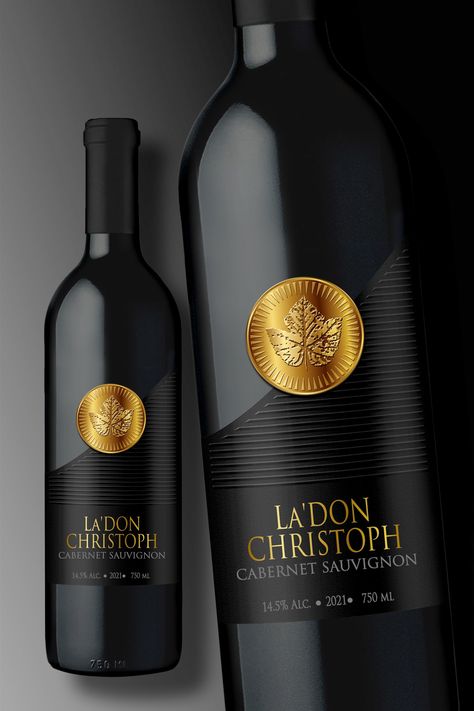 Luxury Wine Packaging, Champagne Label Design, Artistic Wine Labels, Luxury Wine Label, Spirits Label Design, Black Wine Labels, Wine Advertising, Wine Bottle Label Design, Wine Packaging Design