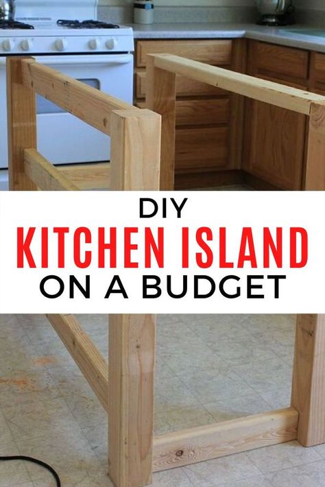 Cheap Kitchen Islands, Build Kitchen Island, Pallet Kitchen Island, Small Kitchen Island Ideas, Kitchen Island Makeover, Diy Kitchen Projects, Kitchen Island On Wheels, Pallet Kitchen, Building A Kitchen