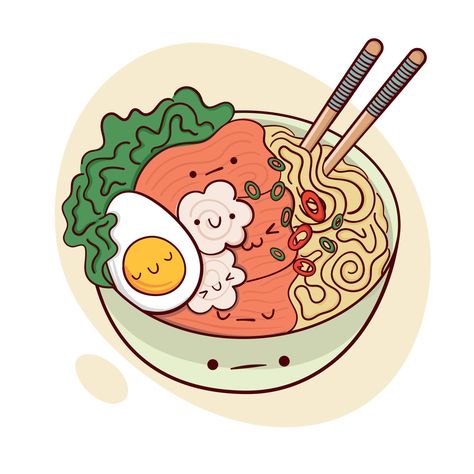 Kawaii Menu Art, Cooking Cartoon Aesthetic, Food Art Cartoon, Ramen Illustration Japanese Food, Japanese Food Drawing Easy, Food Drawing Doodles, Ramen Drawing Cute, Kawaii Ramen Bowl, Asian Food Cartoon