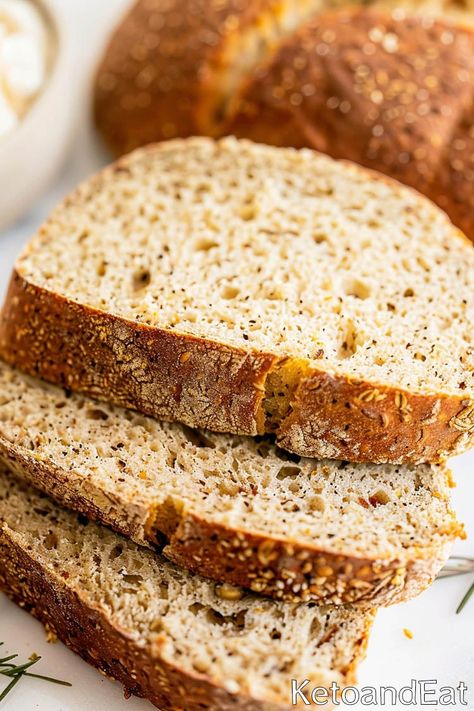 Keto Sourdough Bread - Perfect Keto Bread - Perfect Texture Keto Sourdough Bread, Keto Sourdough, Galletas Keto, Keto Friendly Bread, Keto On A Budget, Best Keto Bread, Lowest Carb Bread Recipe, Bread Alternatives, Postre Keto