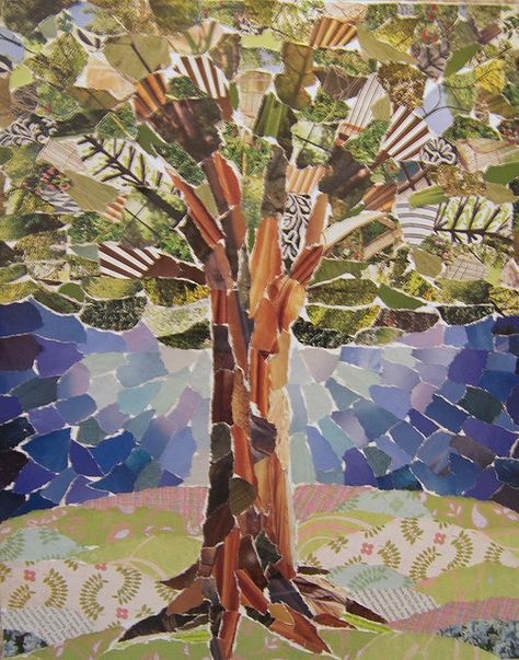 Torn Paper Tree Collage | Flickr - Photo Sharing! Typographic Collage, Collage Tree, Tree Collage, Collage Landscape, Paper Mosaic, Creation Art, Collage Art Projects, Paper Collage Art, Magazine Collage