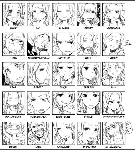 Manga expressions and moods. (^.^) found this really helpful Emotions Reference, Facial Expressions Drawing, Drawing Face Expressions, Manga Tutorial, Anime Tutorial, Reference Drawing, Drawing Faces, Anime Expressions, Drawing Expressions