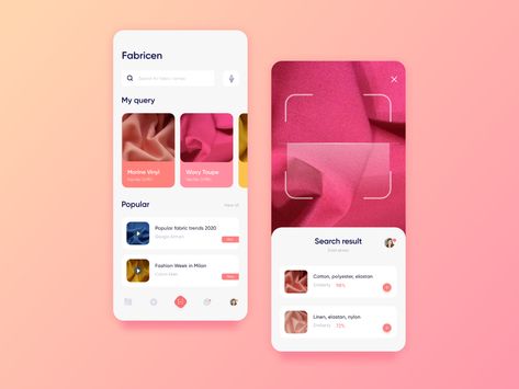 App for Scan Fabrics by Tanya Oberyshyn on Dribbble Scan App, App Design Layout, Ux Mobile, Banking App, Ios Design, Simple Website, Mobile App Ui, Application Design, Web Inspiration