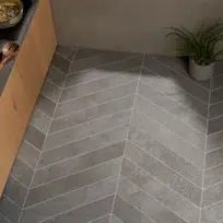 Ivy Hill Tile Nord 23" x 47" Porcelain Stone Look Wall & Floor Tile & Reviews | Wayfair Chevron Floor Tile, Chevron Tiles Floor, Herringbone Tile Floors, Entry Tile, Grey Bathroom Tiles, Chevron Tile, Dark Tile, Grey Floor Tiles, Ivy Hill Tile