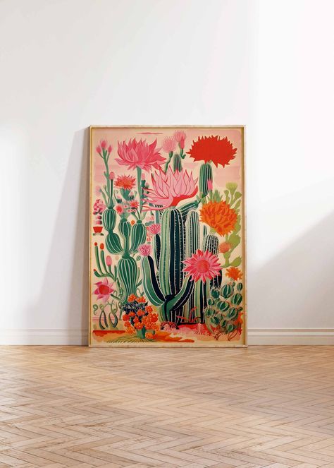 Latin Decor, Mexican Cactus, Mexican Artwork, Cactus Poster, Traditional Mexican, Vintage Mexican, Mexican Art, Floral Vintage, Vintage Poster