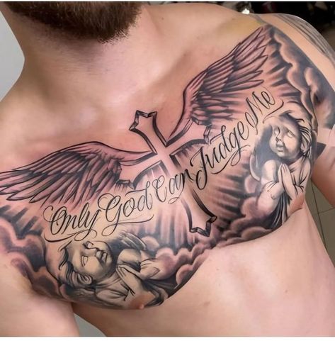 Tattoo Ideas Chest Mens, Biblical Chest Tattoos For Men, Chest Cross Tattoo For Men, Cross Chest Tattoo Men, Chest Piece Tattoo Men Design, Chest Tattoo Stencil Men, Men Chest Tattoo Ideas, Mens Chest Tattoos Ideas, Mens Chest Tattoo