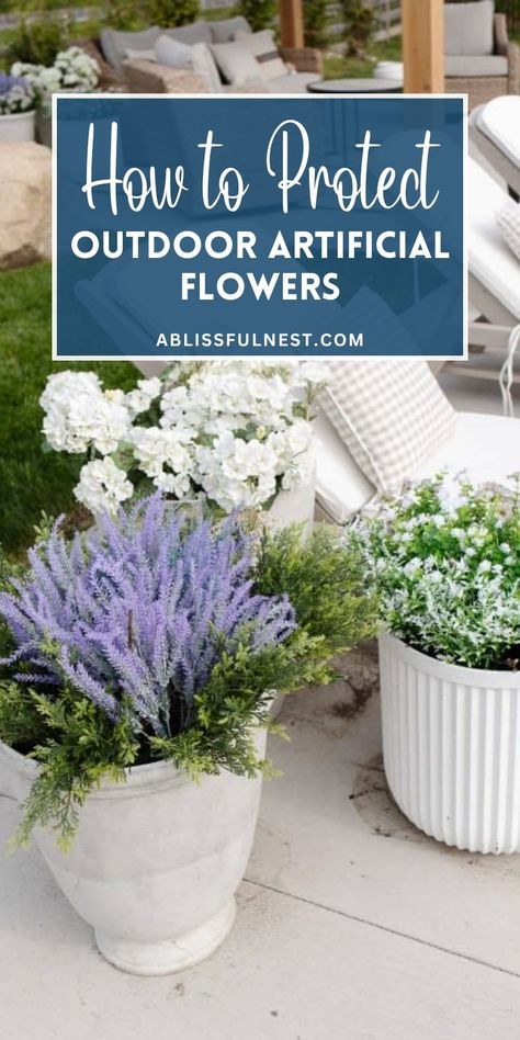 Want your outdoor artificial flowers to stay vibrant and beautiful for longer? Learning how to protect outdoor artificial flowers from the elements is key! Regularly dusting off dirt and debris, and using UV-protectant sprays can help combat fading. Remember to bring them indoors during harsh weather conditions for maximum longevity. #fauxflowers #outdoordecor #gardeningtips Faux Outdoor Flowers, Outdoor Artificial Flower Pot Ideas, Artificial Plants Outdoor, Outdoor Pots, Outdoor Inspirations, Faux Plants, Outdoor Plants, Fake Flowers, Artificial Plants