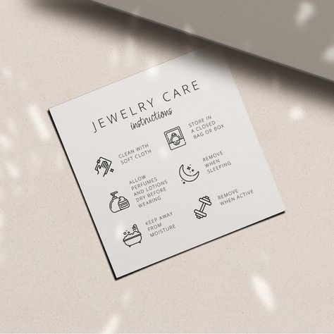 Jewelry Care Instructions Business Thank You Card 100 Cupcakes, Jewelry Branding Ideas, Jewelry Brand Logo, Jewelry Business Card, Jewelry Packaging Design, Handmade Jewelry Business, Mailer Design, Jewelry Logo Design, Jewelry Packaging Box