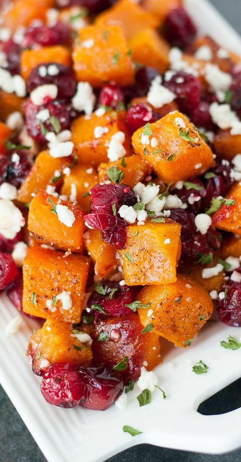 Honey Roasted Butternut Squash, Butternut Squash With Cranberries, Thanksgiving Food Sides, Healthy Thanksgiving, Thanksgiving Recipes Side Dishes, Butternut Squash Recipes, God Mat, Honey Roasted, Thanksgiving Sides