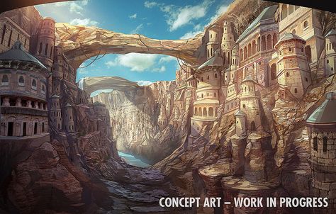 Panzer Dragoon, Canyon City, Art Dragon, Fantasy Background, Adventure Game, Fantasy City, Fantasy Setting, Fantasy Places, Fantasy Map