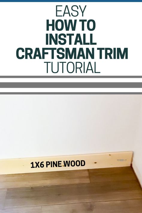 How to upgrade your builder grade trim to craftsman trim. An easy and inexpensive way to update any room. Craftsman Trim Interior Baseboard, Diy House Trim Interior, Redo Baseboards Wood Trim, Easy Cheap Trim Ideas, New House Trim Ideas, Update Trim On A Budget, How To Do Trim Work, Inexpensive Baseboard Trim, Updating Old Trim