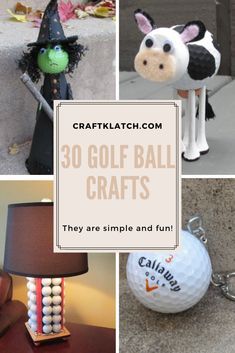 Golf Ball Ornaments Diy, Golf Ball Decoration Ideas, Golf Ball Ants, Golf Diy Projects, Golf Ball Art, Golf Club Crafts, Ball Craft, Golf Crafts, Recycled Ideas