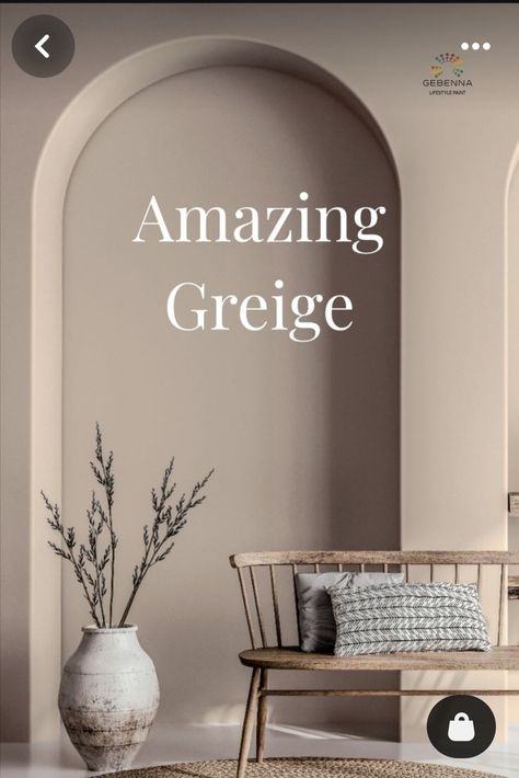 White And Brown Wall Paint, Wall Color Greige, Off White Grey Paint Colors, Grey Floor Taupe Walls, Beige Walls With Grey Furniture, Grey Beige Wall Color, Greige Room Ideas, Taupe Ceiling White Walls, Jotun Greige Color