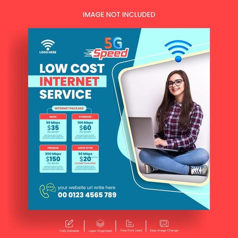 Vector broadband internet service instag... | Premium Vector #Freepik #vector Internet Poster Design, Broadband Internet, Internet Service Provider, Company Profile, Profile Design, Post Design, Advertising Design, Travel Agency, Business Design