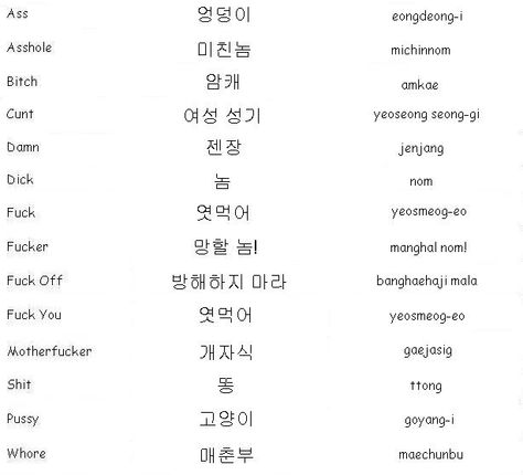 Swears In Korean, Korean Swearing Words, Korea Curse Word, Korean Language Tattoo, Korean Cursing Words, Bad Word In Korean, Bad Words In Korean Language, Korean Tattoos Words Meaning, Korean Swears