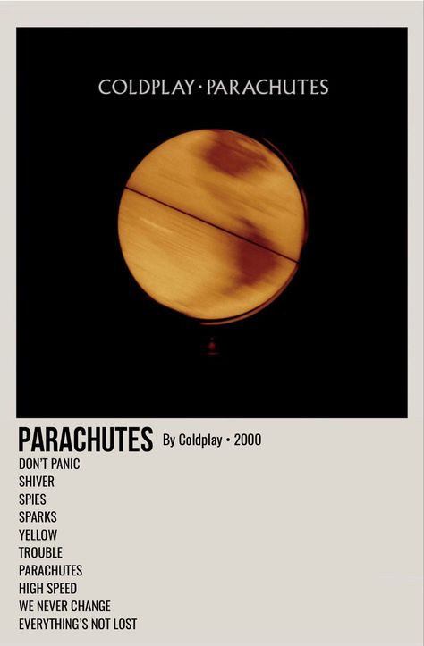 Poloroid Pictures Album Covers, Albums Polaroid Posters, Jpillas42 Minimal Posters, Coldplay Parachutes Poster, Album Covers Coldplay, Coldplay Album Poster, Polaroid Poster Music Albums, Music Album Posters Aesthetic, Album Cover Polaroid Posters