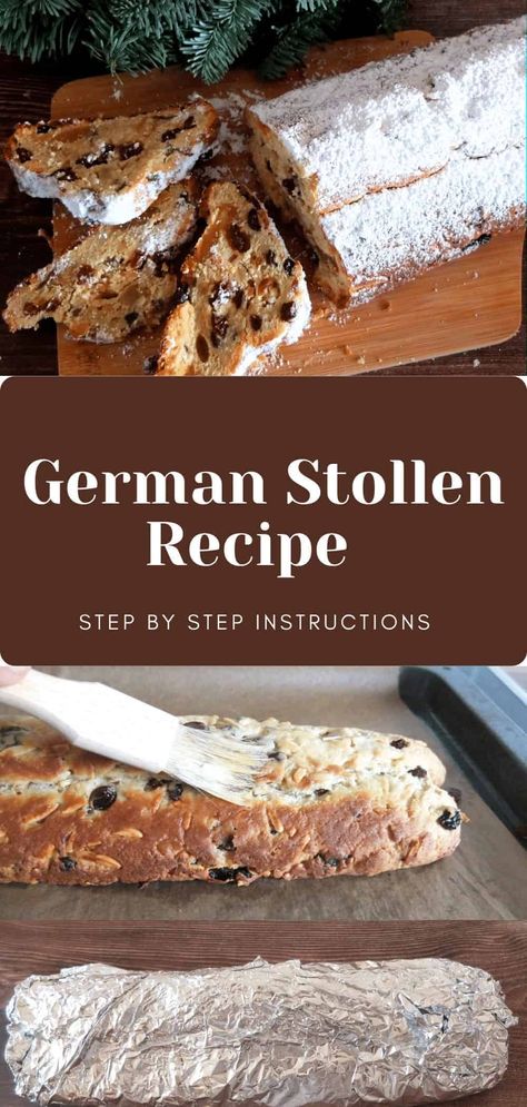 Dresden Stollen Recipe, Marzipan Stollen Recipe, Easy Stollen Recipe, Marzipan Stollen, Christmas Stollen Recipe, Stollen Cake, Stollen Bread, Polish Baking, German Stollen