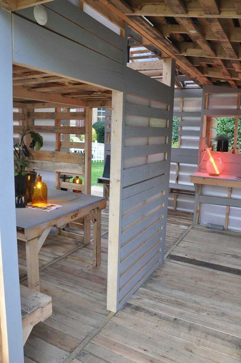 From Recycled Wood Pallets to Tiny Houses - Genius Homeless/Refugee Shelter Solution {Ikea Style Plans} Recycled Pallets, Pallet House, Casa In Pallet, Pallet House Plans, Pallet Building, Build A Dog House, Pallet Shed, Recycled Pallet, Pallet Creations