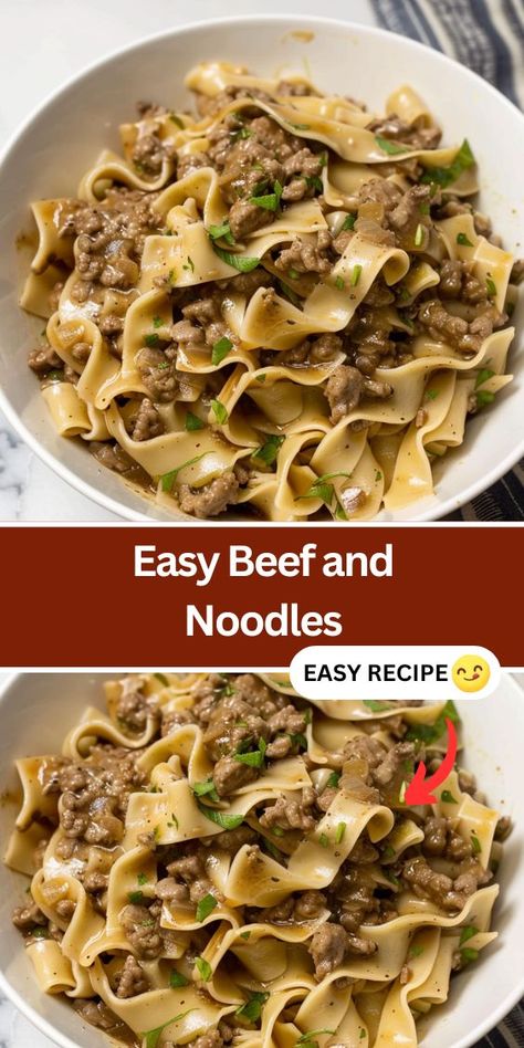 Try this easy and delicious Beef and Noodles recipe, perfect for a quick weeknight dinner. Made with lean ground beef, egg noodles, and a savory gravy, this budget-friendly dish is sure to please the whole family. Ideal for busy nights, this comforting meal is ready in under 30 minutes. 30 Min Beef And Noodles, Beef Mushroom Noodles, Cooking With Hamburger Meat Ground Beef, Comfort Ground Beef Recipes, Noodles Dinner Recipes, Ground Meat And Noodles Recipes, 30 Minute Beef And Noodles, Noodle Casserole Hamburger, Hamburger And Noodles Recipes