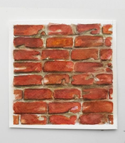 A realistic watercolour rendering of brick texture on a 10X10 Drawing Of Brick Wall, Brick Wall Texture Drawing, Brick Texture Architecture Drawing, Realistic Texture Drawing, Bricks Texture Drawing, Brick Wall Watercolor, Watercolour Bricks, Brick Texture Paint, Brick Texture Drawing