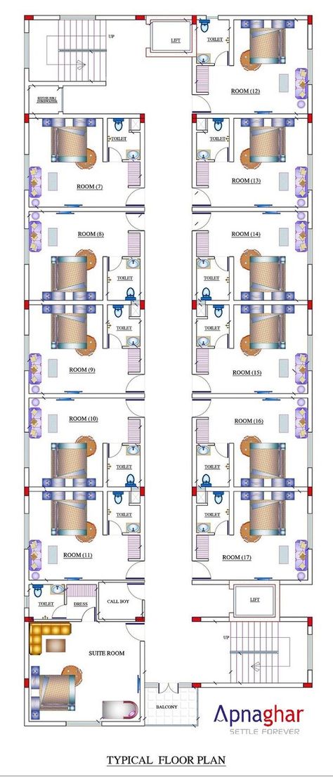 Motel Room Design Plan, Motel Room Floor Plan, Hotel Appartments Design Plan, Small Hotel Floor Plan Layout, Hotel Room Design Plan Architecture, Small Hotel Room Layout Plan, Hotel Suites Floor Plan, Apartment Hotel Plan, Hostel Design Plan Floors