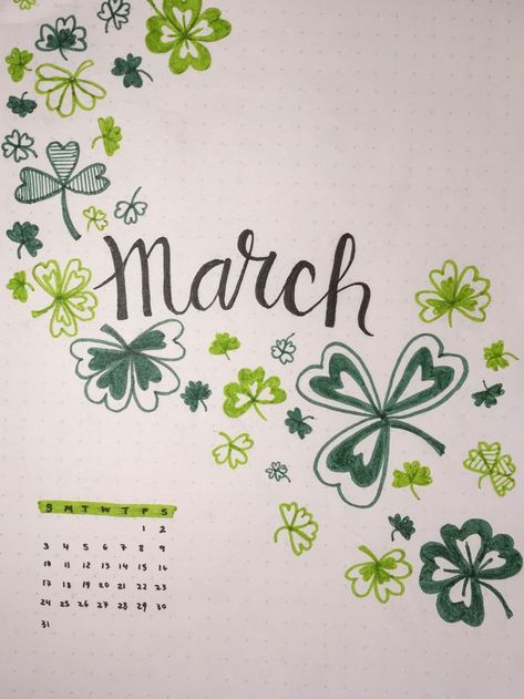 March Dot Journal Ideas, March Bulletin Journal Ideas, Bullet Journal March Cover, March Doodles, March Monthly Spread, March Journal, March Bujo, Monthly Ideas, Calendar Doodles