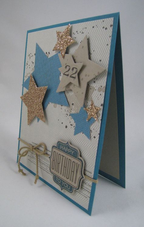 Star Birthday Cards Handmade, Cards With Stars, Male Birthday Cards, Star Birthday, Male Birthday, Star Paper, Masculine Birthday Cards, 22nd Birthday, Birthday Cards For Men