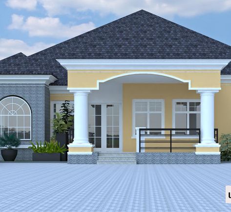 Three Bedroom House Design, Semi Detached Bungalow, Nigerian House Plans, Simple Bungalow House Designs, Flat House Design, Modern Bungalow House Plans, Modern Bungalow House Design, Bungalow Style House, Bungalow Floor Plans