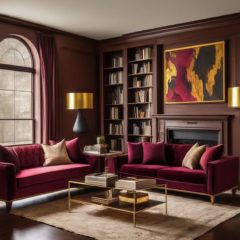 If you’re looking for a bold color that’s also warm and inviting, look no further than burgundy. Moody Burgundy Living Room, Burgundy Sofa Living Room Color Schemes, Red Sofa Living Room Ideas, Burgundy Couch Living Room, Southwestern Living Room Ideas, Red Sofa Living Room, Colourful Room, Coastal Chic Living Room, Burgundy Sofas