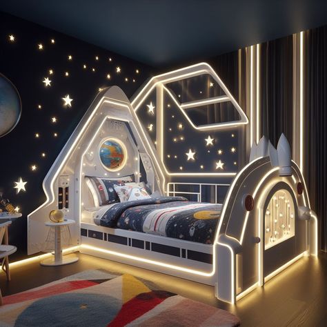 Spaceship Bed, Teen Room Aesthetic, Teen Girl Bedrooms Aesthetic, Aesthetic Nursery, Girls Boho Bedroom, Magical Bedroom, Space Themed Room, Cool Kids Bedrooms, Modern Kids Bedroom