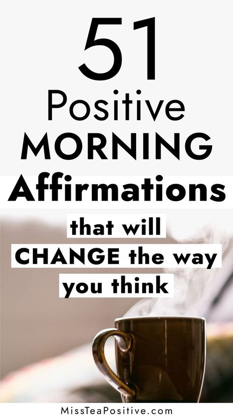 How to practice positive thinking? Here are 51 powerful morning affirmations to start your day with positivity! This list of positive affirmations include the best self love affirmations for women, daily motivation quotes for work, body positivity and gratitude mantras to live by for moms, words of affirmations for entrepreneurs, strong affirmations for confidence, short vision board words, law of attraction affirmations for success, early morning affirmations for positive mind, energy & change. Short Positive Affirmations, Positive Morning Affirmations, Vision Board Words, Positive Morning, Affirmations For Success, Gratitude Affirmations, Affirmations For Women, Daily Positive Affirmations, Success Affirmations