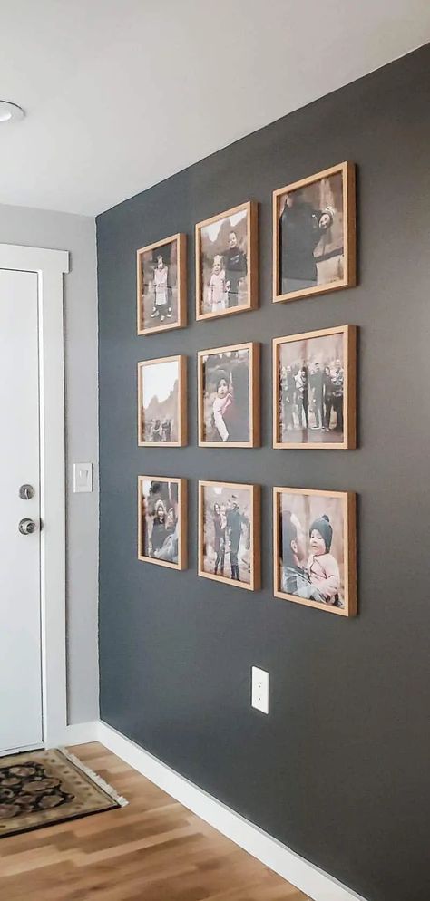 Large Family Pictures On Stairs, Photo Frames On Wall Ideas, Family Photo On Wall Ideas, Photo Hanging Ideas Wall Picture Frames, Diy Mixtiles Pictures, Family Wall Gallery Ideas, Gallery Wall For Bedroom, Photo Wall In Hallway, Where To Hang Family Photos