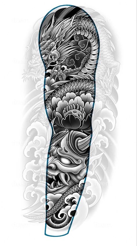 Asian Tattoos Men Sleeve, Full Sleeve Tattoos Design, Tattoos On Legs For Men, Mans Tattoo Arm, Arm Full Tattoo, Japanese Tattoos Design, Cool Japanese Tattoos, Full Shoulder Tattoo, Japanese Themed Tattoos