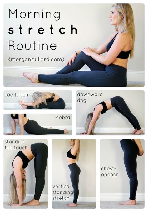 Morning Stretch Routine - perfect for waking your body up in the morning with these quick 5 minute stretches. Love the toe touch and the chest opener stretches! Morning Stretch Routine, Morning Stretches Routine, Bodyweight Workout Routine, Workout Morning, Perfect Routine, Morning Workout Routine, Morning Stretch, Morning Stretches, Stretch Routine