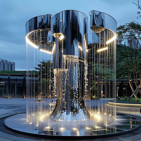 large outdoor fountain,stainless steel fountain,mirror fountain,modern fountain,modern sculpture fountain,fountain sculpture,high end sculptures,mirror stainless steel sculpture,outdoor fountain Fountain Design Modern, Solar Water Fountains Outdoor, Small Home Garden, Decorative Water Fountain, Large Fountain, Steel Fountain, Design A Garden, Water Fountain Design, Fountain Ideas