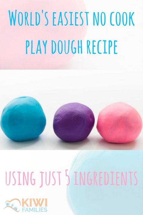 Easiest no cook play dough recipe - Kiwi Families Easy Play Dough, Easy Playdough Recipe, Cooked Playdough, Kids Play Dough, Edible Playdough, Play Dough Recipe, Diy Playdough, Salt Dough Crafts, Salt Dough Recipe