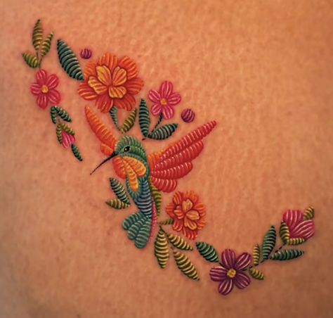 Mexico Tattoo, Mexican Tattoo, Mexican Art Tattoos, Embroidery Tattoo, Tasteful Tattoos, Tatuaje A Color, Hummingbird Tattoo, Subtle Tattoos, Tattoos For Daughters