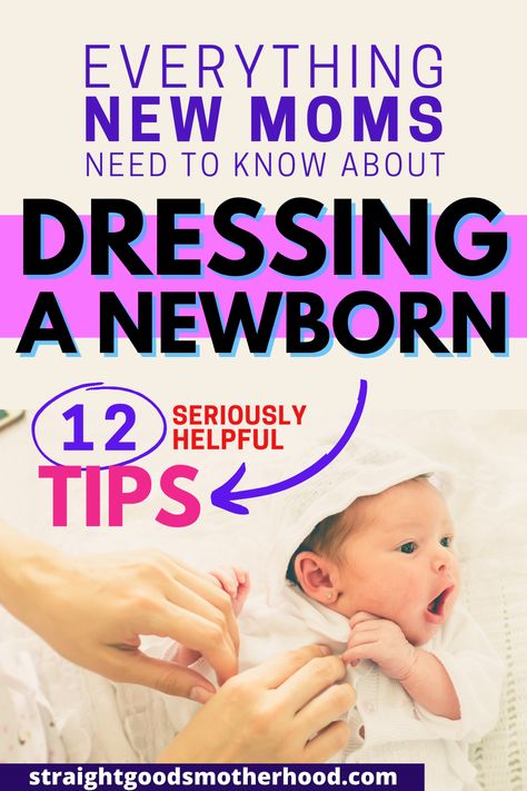 A baby lays looking surprised as their mom puts their shirt on with description of "everything new moms need to know about dressing a newborn- 12 seriously helpful tips" Dress Newborn Temperature, Newborn Clothing Temperature, How To Dress Your Newborn, Dressing Newborn Temperature, Dressing Baby For Temperature, How To Dress A Baby For Weather, How To Dress Baby For Temperature, Dressing Baby For Temperature Outside, How To Dress Newborn For Temperature