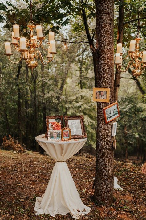 Backyard Wedding Drinks, Woodsy Micro Wedding, Micro Boho Wedding, Backyard Wedding Bonfire, Cottagecore Backyard Wedding, Outdoor Wedding Simple Decor, Backyard Wedding Elopement, Backyard Landscaping For Wedding, Outdoor Wedding After Party