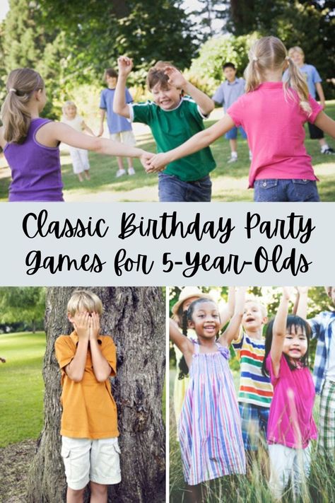 27 Best Birthday Party Games for 5-Year-Olds - Fun Party Pop 5 Year Birthday Games, Yard Games For Birthday Party, Birthday Party Games For Preschoolers, Kid Birthday Party Games Outdoor, 5 Year Birthday Party Ideas Outdoor, Party Games 5 Year, Five Year Old Birthday Party Ideas, Park Party Games For Kids, Park Birthday Games