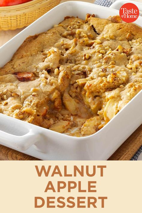 Apple Walnut Dessert Recipes, Apple Walnut Dessert, Sour Cream Apple Walnut Pie Recipe, Apple Walnut Bread Pudding, Apple Walnut Snack Cake, Apple Walnut Cobbler, Caramel Apple Walnut Pie, Green Apples Dessert, Walnut Recipes Dessert