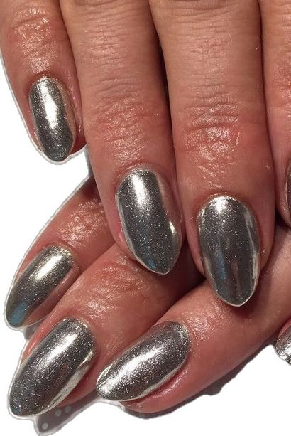 Nails Silver, Nails Homecoming, Homecoming Nails Acrylic, Metallic Nails, Nails Simple, Sparkly Nails, Homecoming Nails, Silver Nails, Dream Nails